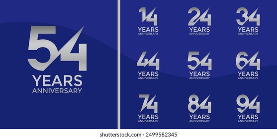 anniversary logo style set with silver color and slash can be use for celebration moment