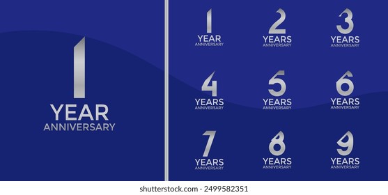 El estilo del logotipo del aniversario fijado con el color plateado y la barra se puede utilizar para el momento de la celebración