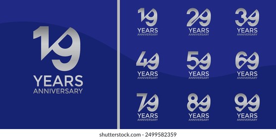 El estilo del logotipo del aniversario fijado con el color plateado y la barra se puede utilizar para el momento de la celebración