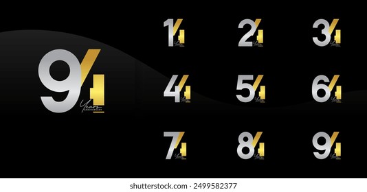 anniversary logo style set with silver and golden color can be use for celebration moment