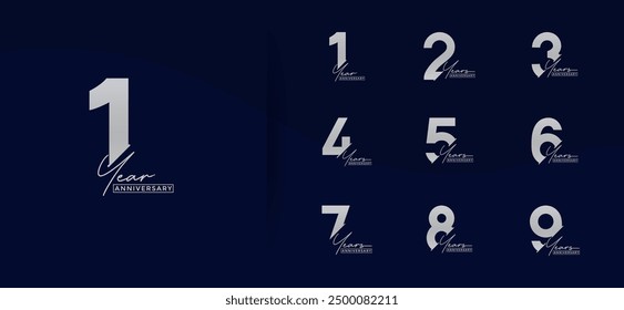anniversary logo style set with silver color can be use for celebration moment