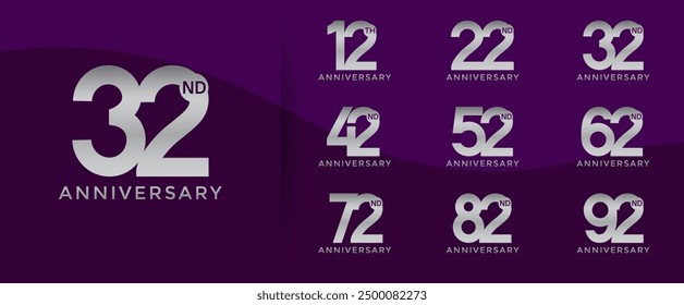 anniversary logo style set with silver color can be use for celebration moment