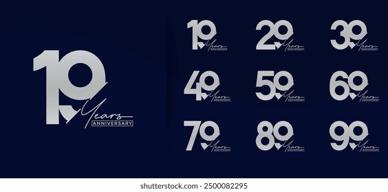 anniversary logo style set with silver color can be use for celebration moment