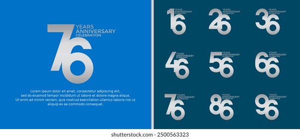 El estilo del logotipo del aniversario fijado con el color plateado se puede utilizar para el momento de la celebración