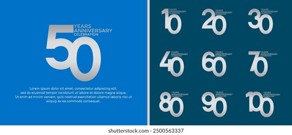anniversary logo style set with silver color can be use for celebration moment
