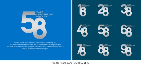 anniversary logo style set with silver color can be use for celebration moment