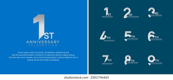 anniversary logo style set with silver color can be use for celebration moment