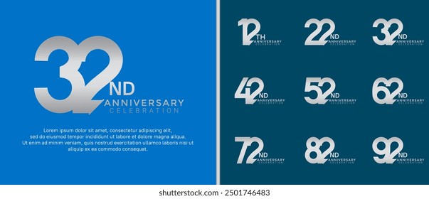 anniversary logo style set with silver color can be use for celebration moment