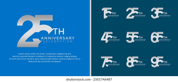 anniversary logo style set with silver color can be use for celebration moment