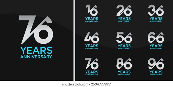 anniversary logo style set with silver color and slash can be use for celebration moment