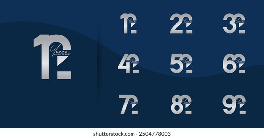 El estilo del logotipo del aniversario fijado con el color plateado se puede utilizar para el momento de la celebración