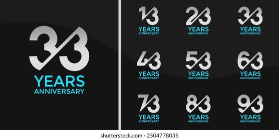anniversary logo style set with silver color and slash can be use for celebration moment