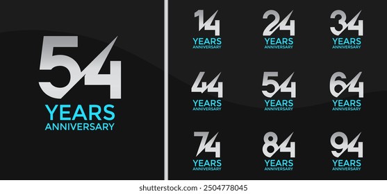 anniversary logo style set with silver color and slash can be use for celebration moment