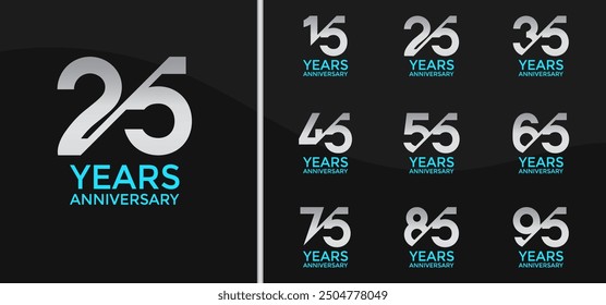anniversary logo style set with silver color and slash can be use for celebration moment