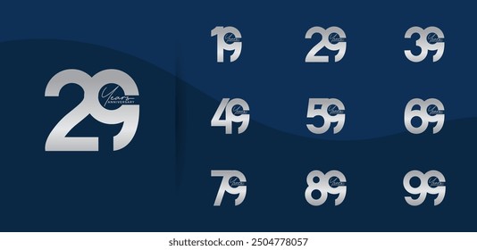 El estilo del logotipo del aniversario fijado con el color plateado se puede utilizar para el momento de la celebración