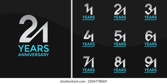 El estilo del logotipo del aniversario fijado con el color plateado y la barra se puede utilizar para el momento de la celebración