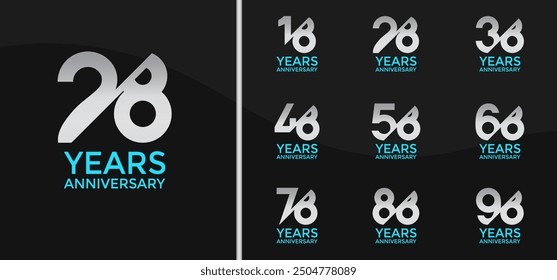 anniversary logo style set with silver color and slash can be use for celebration moment