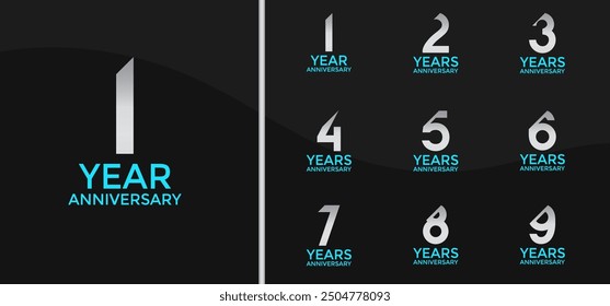 anniversary logo style set with silver color and slash can be use for celebration moment