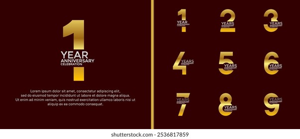 anniversary logo style set with silver and golden color can be use for celebration moment
