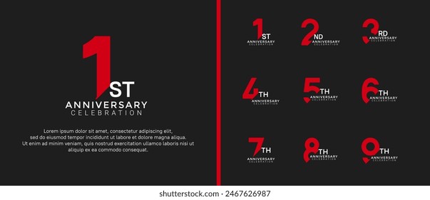 anniversary logo style set with white and red color can be use for celebration moment