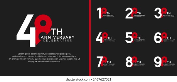 anniversary logo style set with white and red color can be use for celebration moment