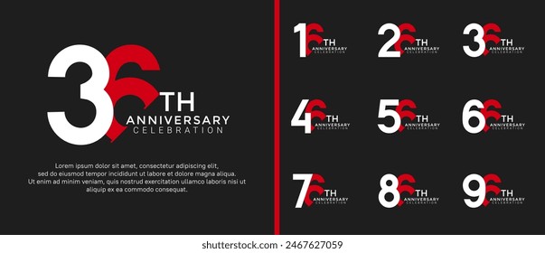 anniversary logo style set with white and red color can be use for celebration moment