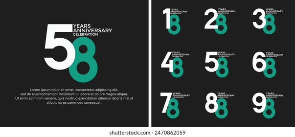 anniversary logo style set with white and green color can be use for celebration moment