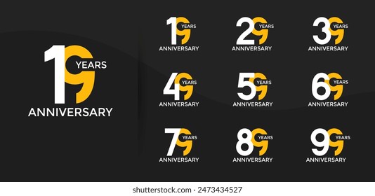 el estilo del logotipo del aniversario establecido con el color blanco y amarillo se puede utilizar para el momento de la celebración