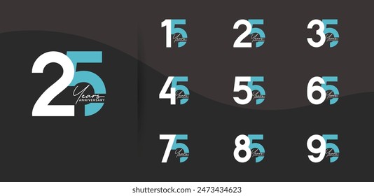anniversary logo style set with white and blue color can be use for celebration moment