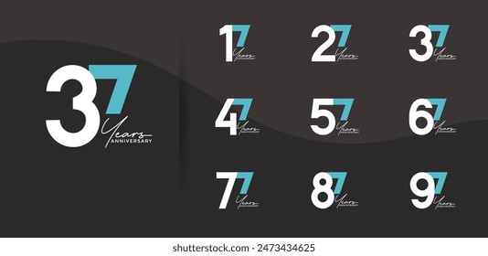 el estilo del logotipo del aniversario establecido con el color blanco y azul se puede utilizar para el momento de la celebración