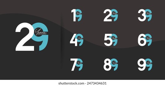 el estilo del logotipo del aniversario establecido con el color blanco y azul se puede utilizar para el momento de la celebración
