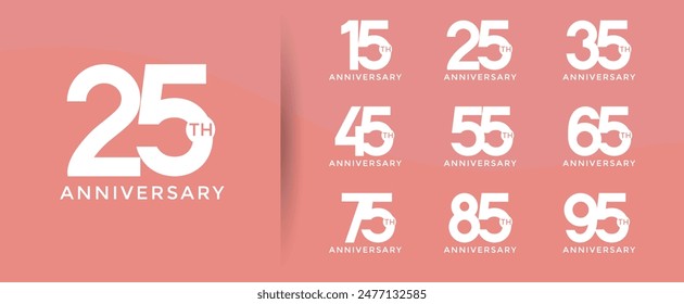 anniversary logo style set with white color can be use for celebration moment