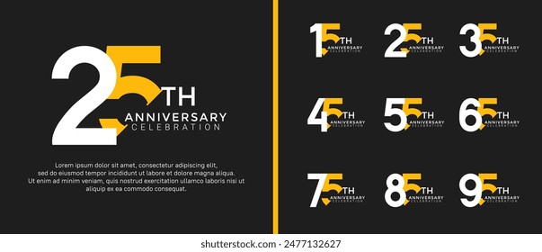 anniversary logo style set with white and yellow color can be use for celebration moment