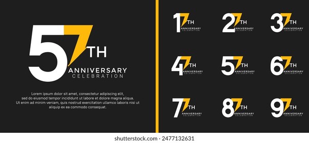 anniversary logo style set with white and yellow color can be use for celebration moment