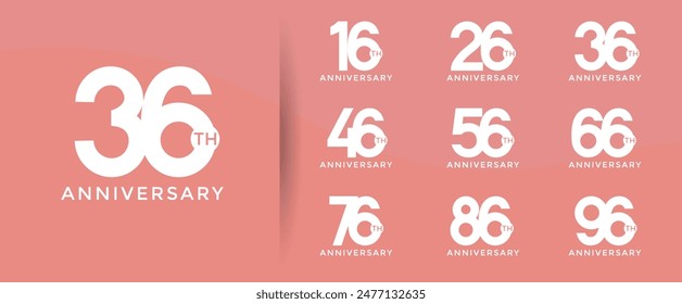 anniversary logo style set with white color can be use for celebration moment