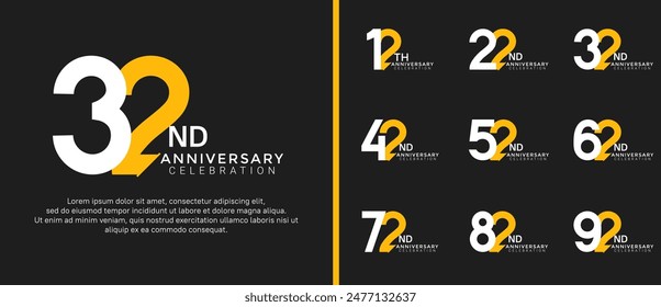anniversary logo style set with white and yellow color can be use for celebration moment