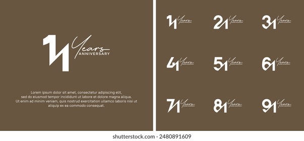 el estilo del logotipo del aniversario establecido con el color blanco se puede utilizar para el momento de la celebración