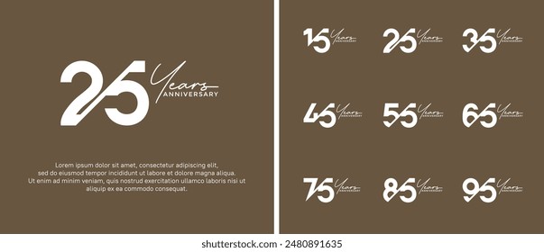 anniversary logo style set with white color can be use for celebration moment