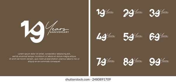 anniversary logo style set with white color can be use for celebration moment