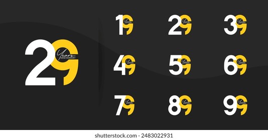 el estilo del logotipo del aniversario establecido con el color blanco y amarillo se puede utilizar para el momento de la celebración