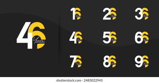 el estilo del logotipo del aniversario establecido con el color blanco y amarillo se puede utilizar para el momento de la celebración