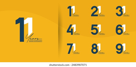 anniversary logo style set with white and black color can be use for celebration moment