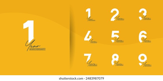 anniversary logo style set with white and black color can be use for celebration moment