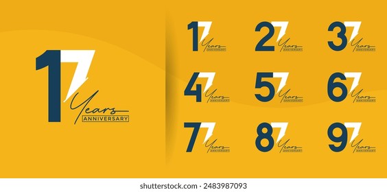 anniversary logo style set with white and black color can be use for celebration moment