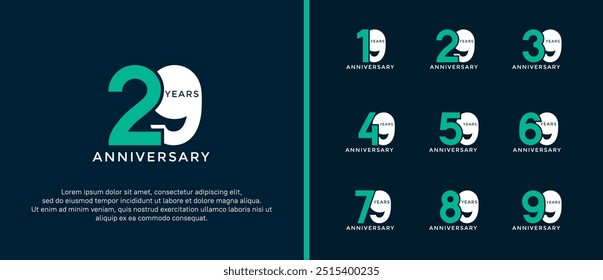 anniversary logo style set with white and green color can be use for celebration moment