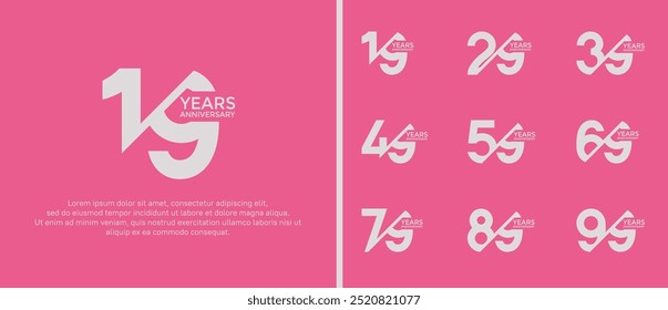 anniversary logo style set, white color with slash can be use for celebration moment