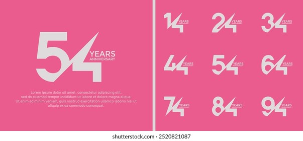 anniversary logo style set, white color with slash can be use for celebration moment