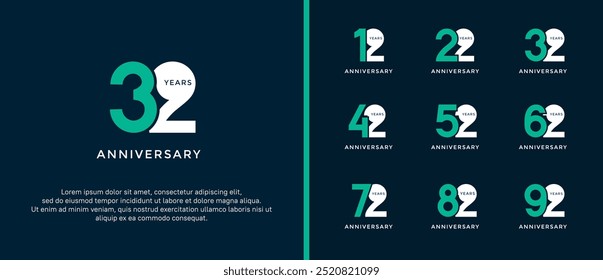 anniversary logo style set with white and green color can be use for celebration moment
