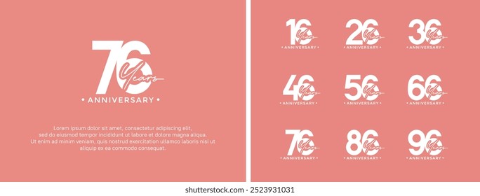anniversary logo style set with white color can be use for celebration moment