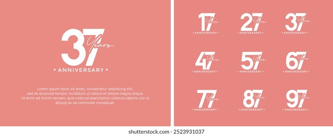 anniversary logo style set with white color can be use for celebration moment